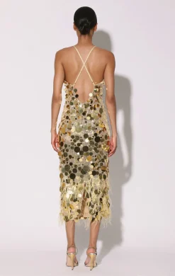 Walter Baker Adriana Dress, Gold Starlet Sequin^Women Dresses