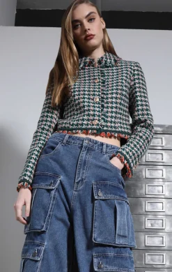 Walter Baker Alfie Jacket, Teal Tweed^Women Jackets