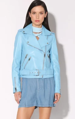 Walter Baker Allison Jacket, Sky Blue - Leather^Women Leather | Jackets