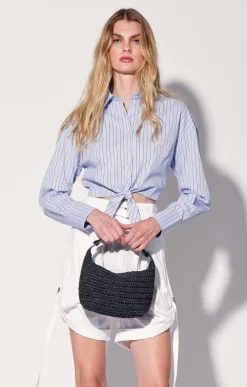 Walter Baker Beck Raffia Shoulder, Black^Women Handbags