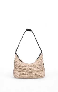 Walter Baker Beck Raffia Shoulder, Natural Black^Women Handbags
