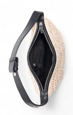 Walter Baker Beck Raffia Shoulder, Natural Black^Women Handbags