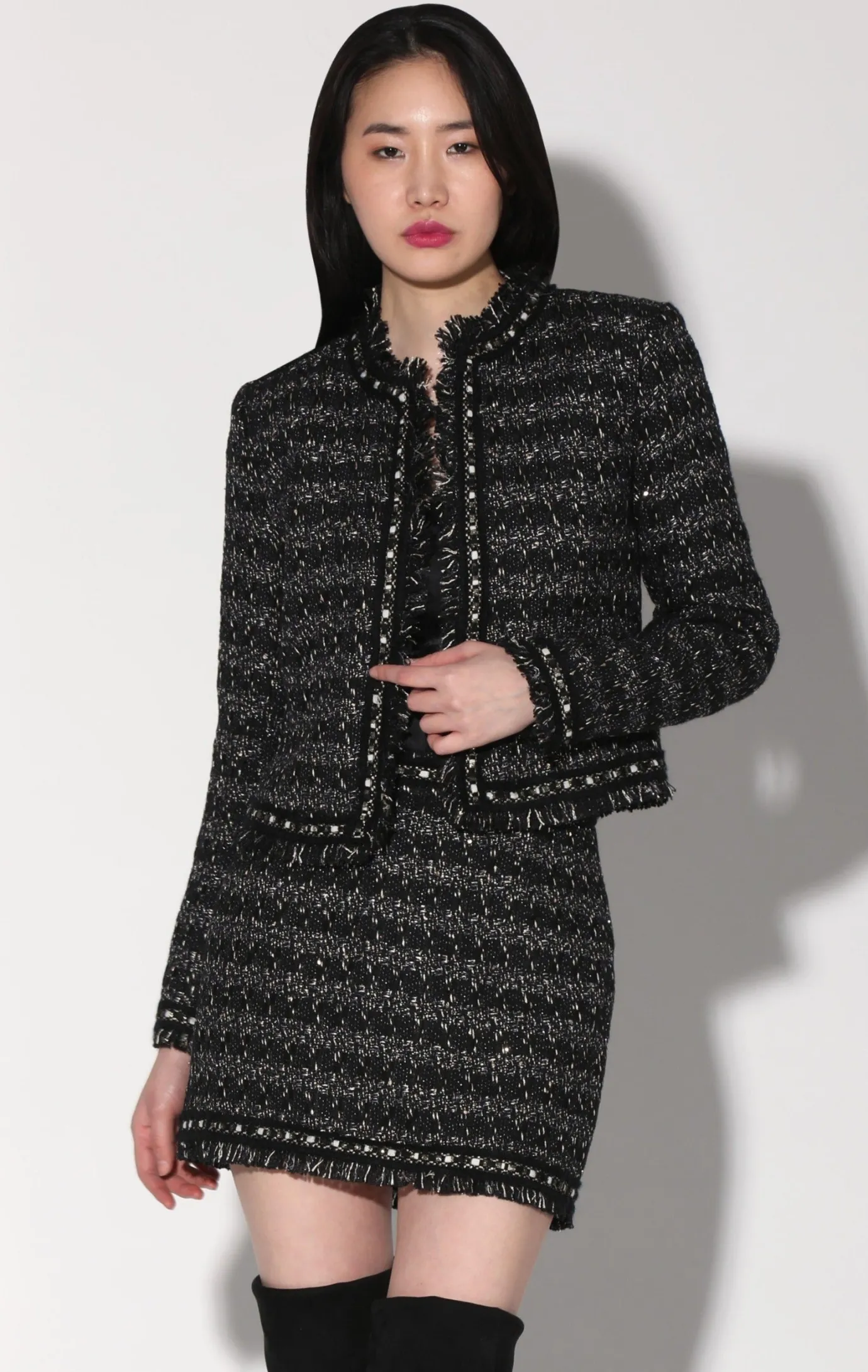 Walter Baker Carla Jacket, Tribeca Tweed Black Black^Women Jackets