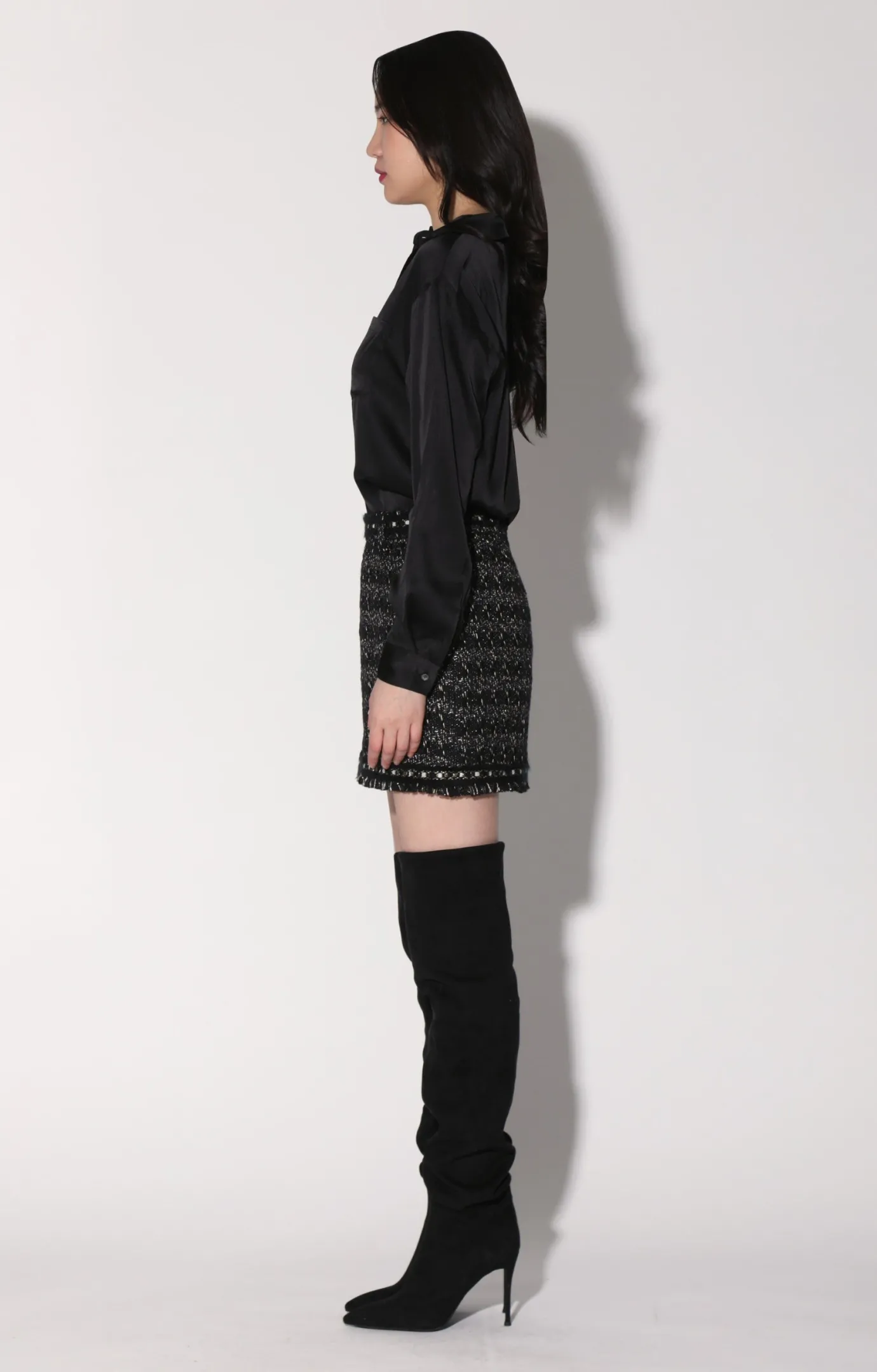 Walter Baker Charlotte Skirt, Tribeca Tweed Black Black^Women Bottoms