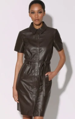Walter Baker Chloe Dress, Mocha - Leather^Women Leather | Dresses