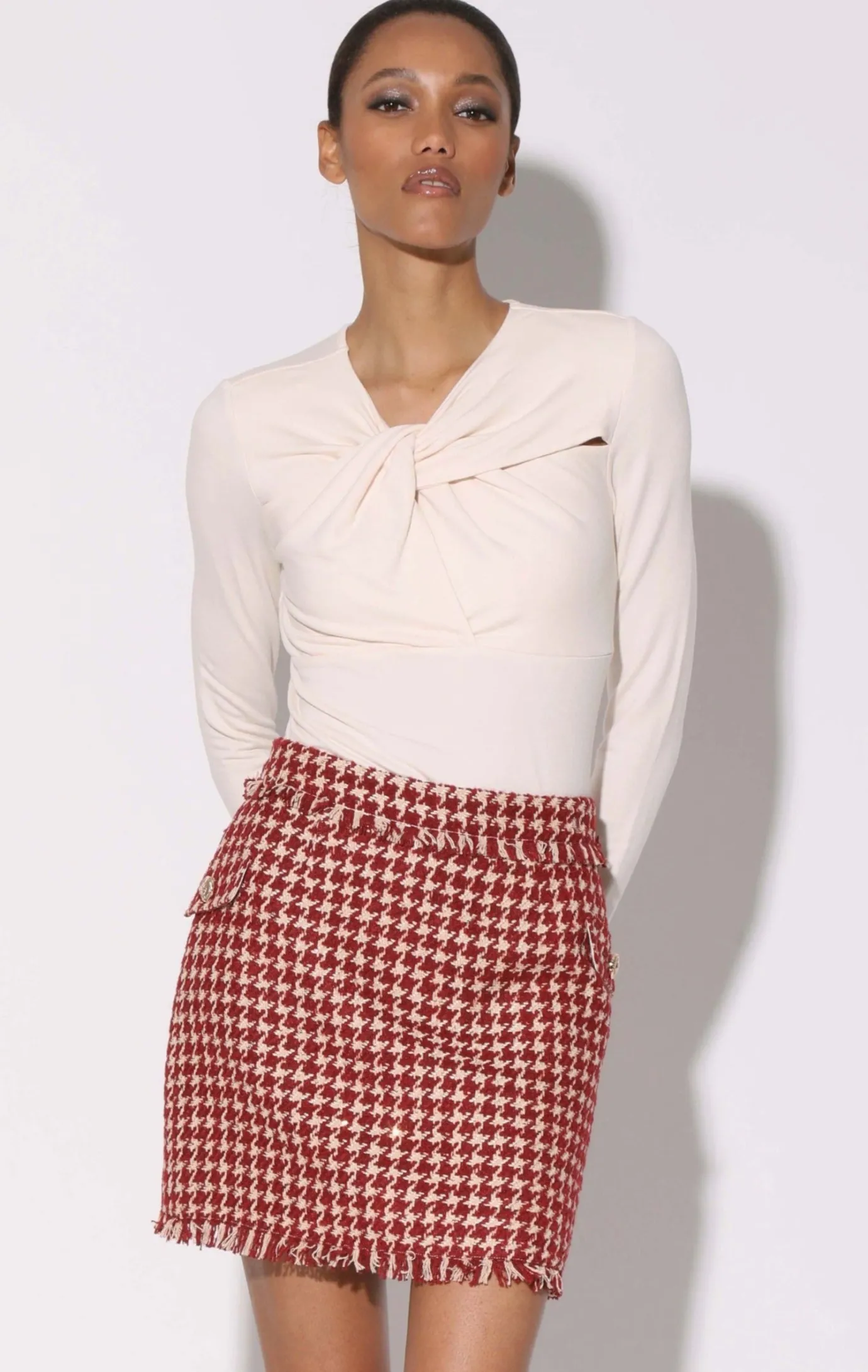 Walter Baker Danica Skirt, Wine Houndstooth^Women Bottoms