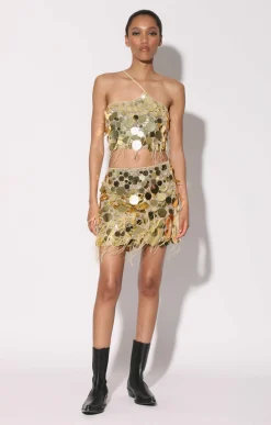 Walter Baker Darcy Skirt, Gold Starlet Sequin^Women Bottoms