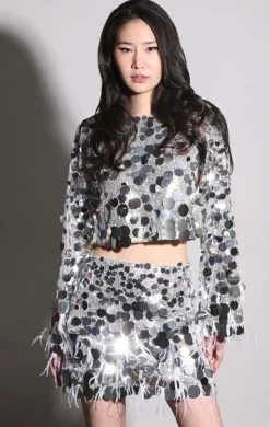 Walter Baker Darcy Skirt, Silver Starlet Sequin^Women Bottoms