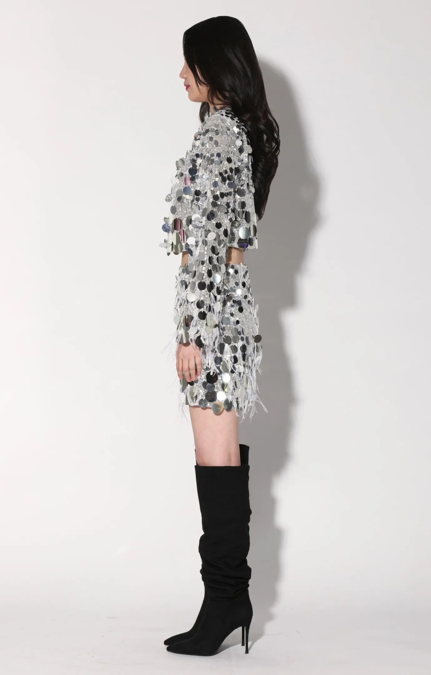 Walter Baker Darcy Skirt, Silver Starlet Sequin^Women Bottoms