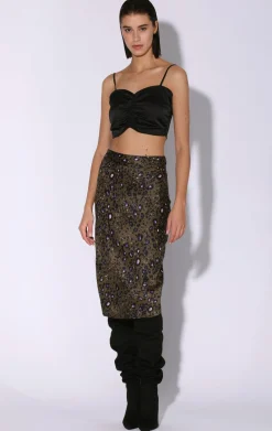 Walter Baker Daya Skirt, Olive Leopard^Women Bottoms