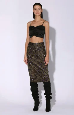Walter Baker Daya Skirt, Olive Leopard^Women Bottoms