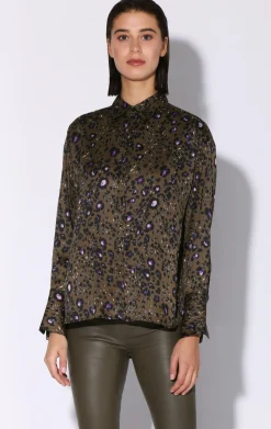 Walter Baker Delisse Top, Olive Leopard^Women Tops