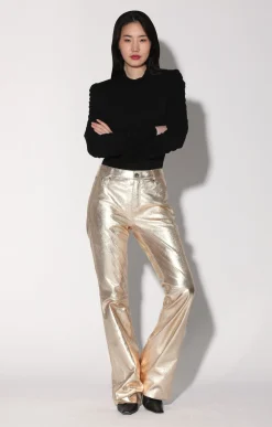 Walter Baker Dimitri Pant, Gold - Leather^Women Leather | Bottoms
