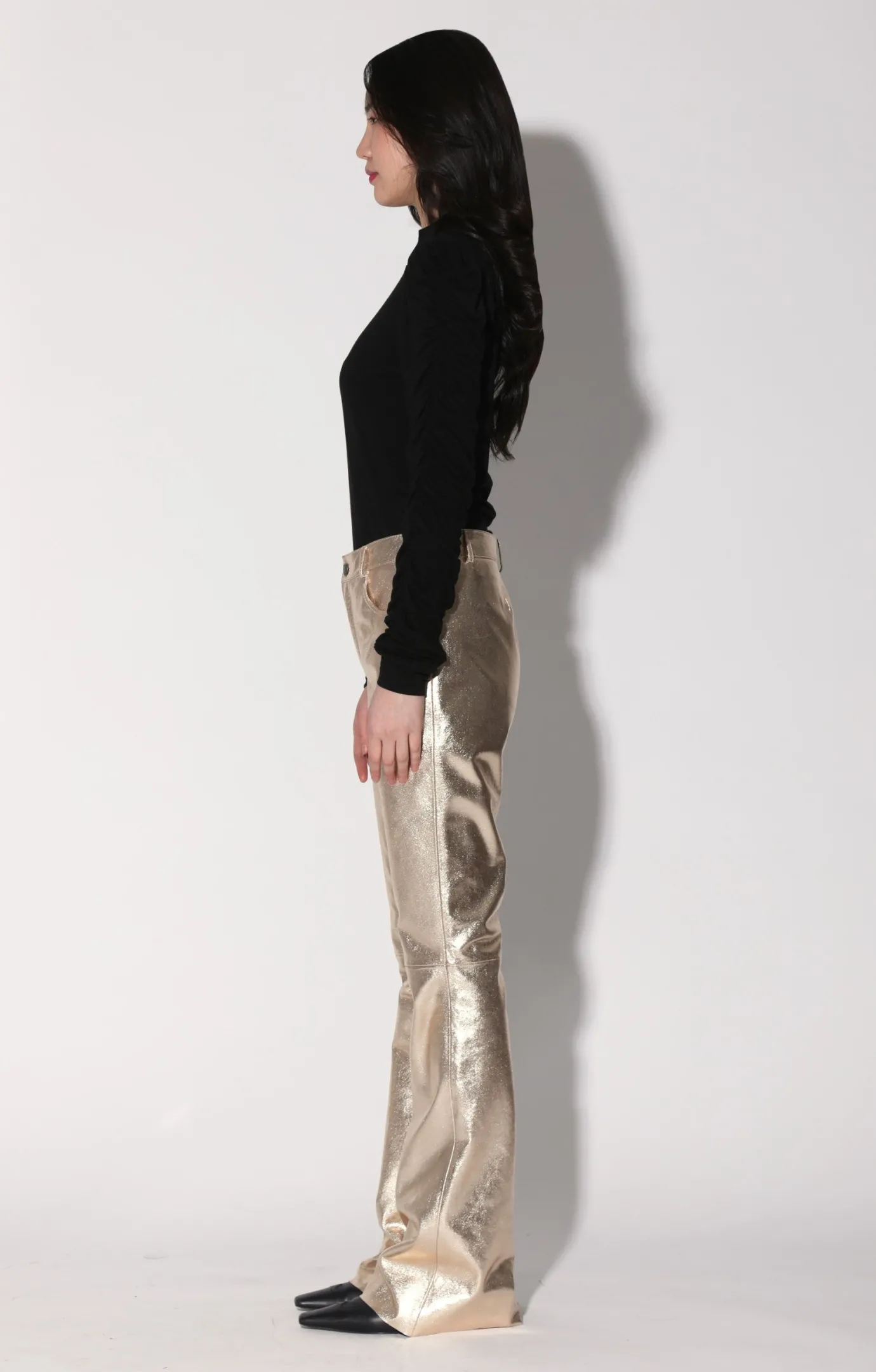 Walter Baker Dimitri Pant, Gold - Leather^Women Leather | Bottoms