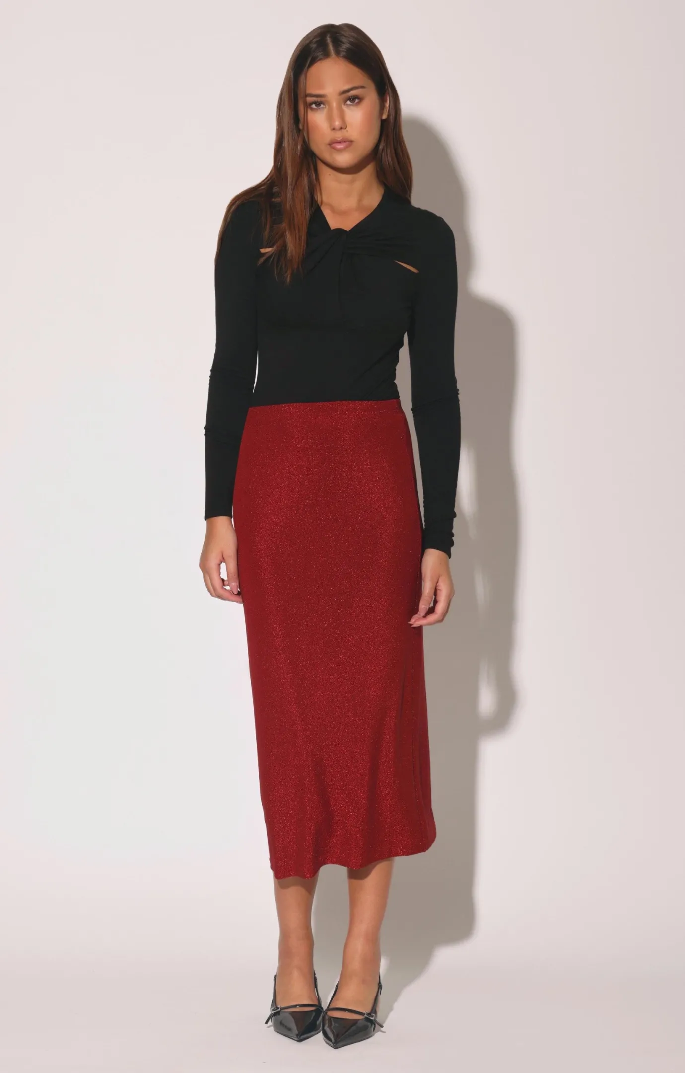 Walter Baker Erica Skirt, Shimmer Knit Red^Women Bottoms