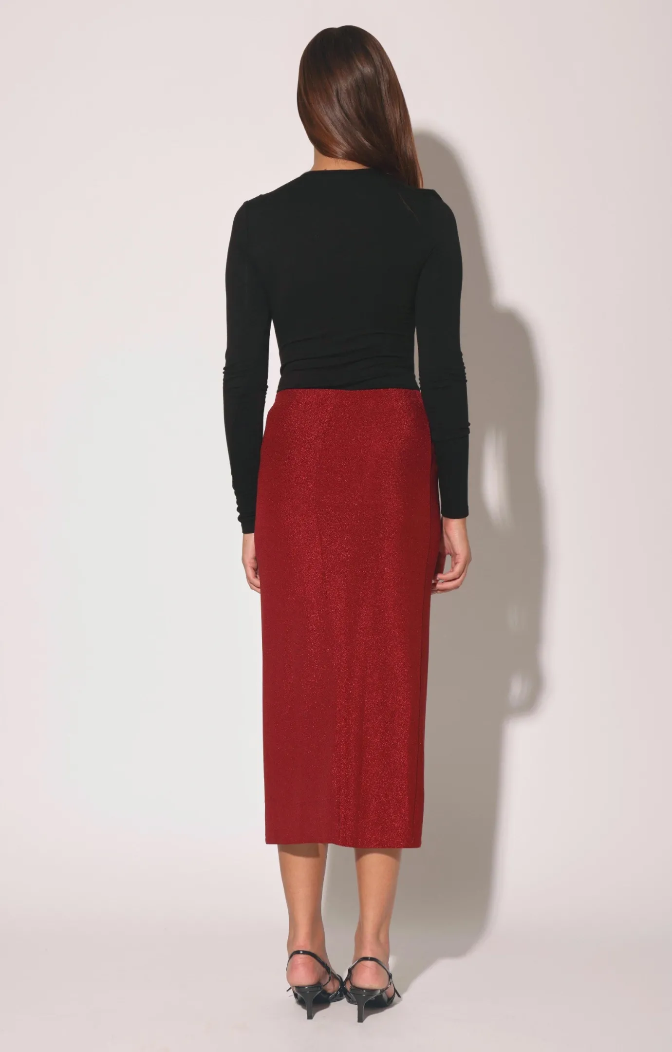 Walter Baker Erica Skirt, Shimmer Knit Red^Women Bottoms