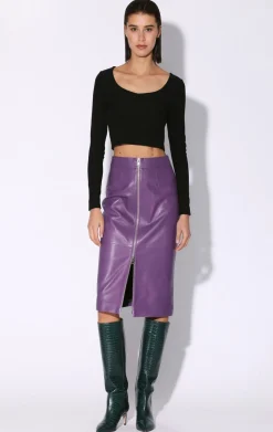 Walter Baker Galette Skirt, Amethyst - Leather^Women Leather | Bottoms