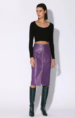 Walter Baker Galette Skirt, Amethyst - Leather^Women Leather | Bottoms