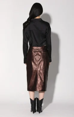Walter Baker Glynice Skirt, Bronze Leather^Women Leather | Bottoms