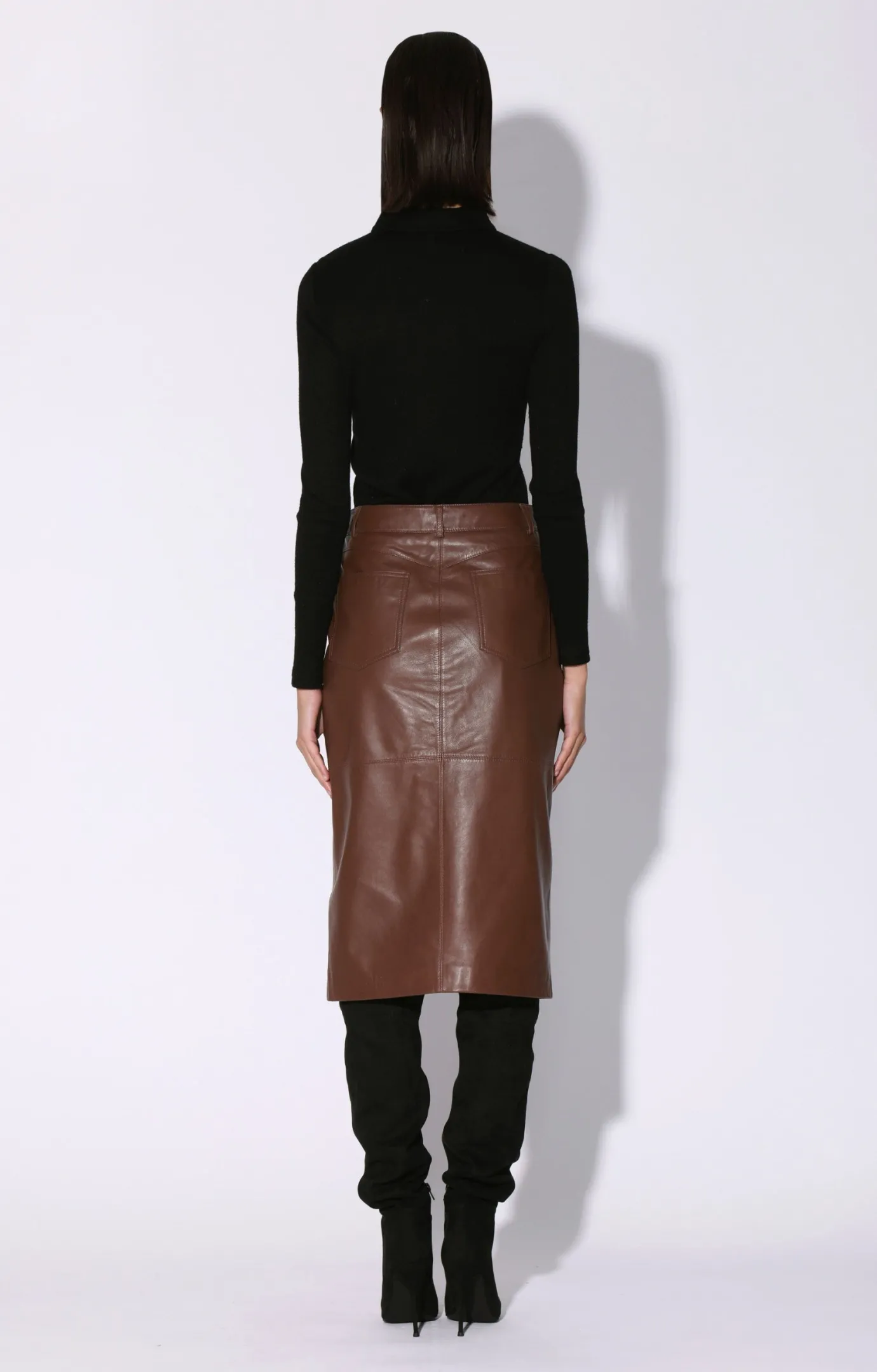 Walter Baker Glynice Skirt, Walnut - Leather^Women Leather | Bottoms