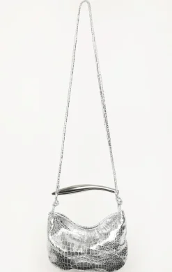Walter Baker Hazel Mini Hobo, Platinum Metallic Croc^Women Handbags
