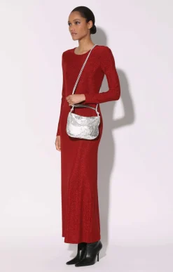 Walter Baker Hazel Mini Hobo, Platinum Metallic Croc^Women Handbags