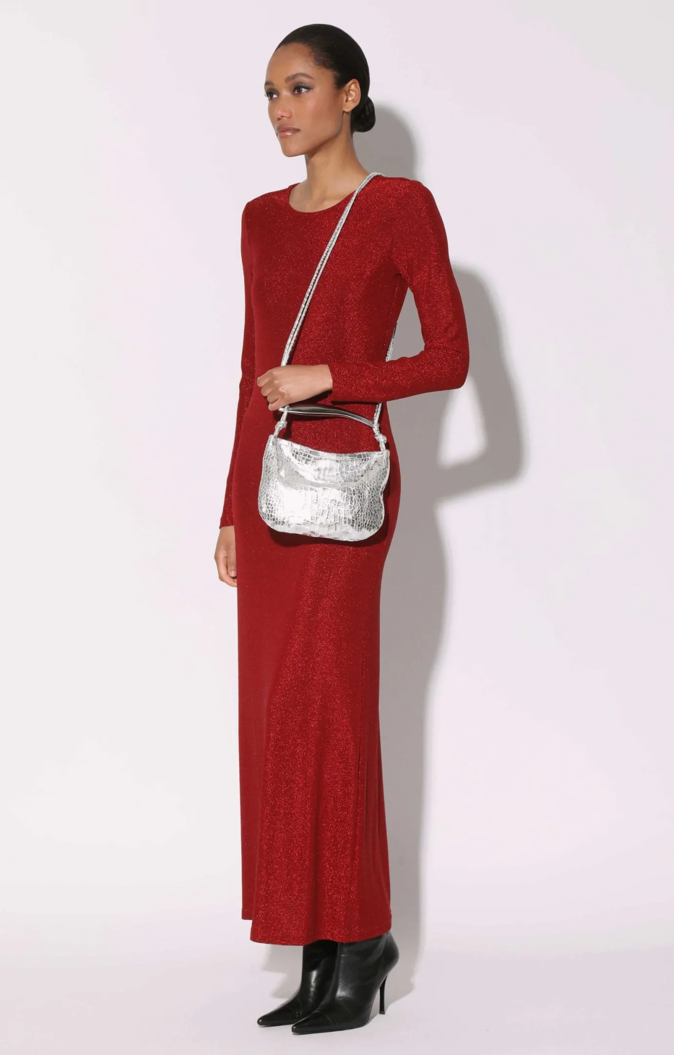 Walter Baker Hazel Mini Hobo, Platinum Metallic Croc^Women Handbags