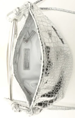 Walter Baker Hazel Mini Hobo, Platinum Metallic Croc^Women Handbags