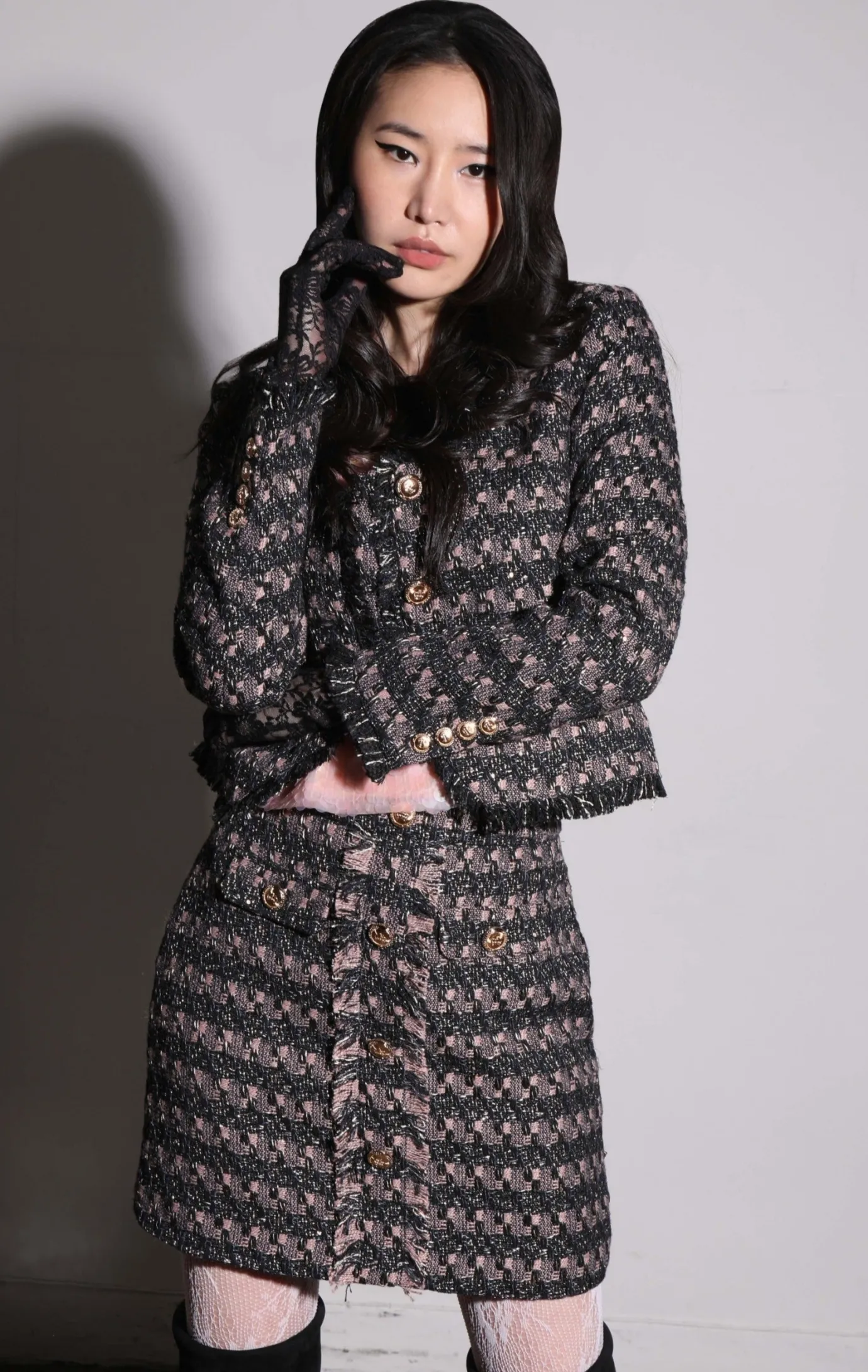 Walter Baker Inaya Jacket, Tribeca Tweed Black Blush^Women Jackets
