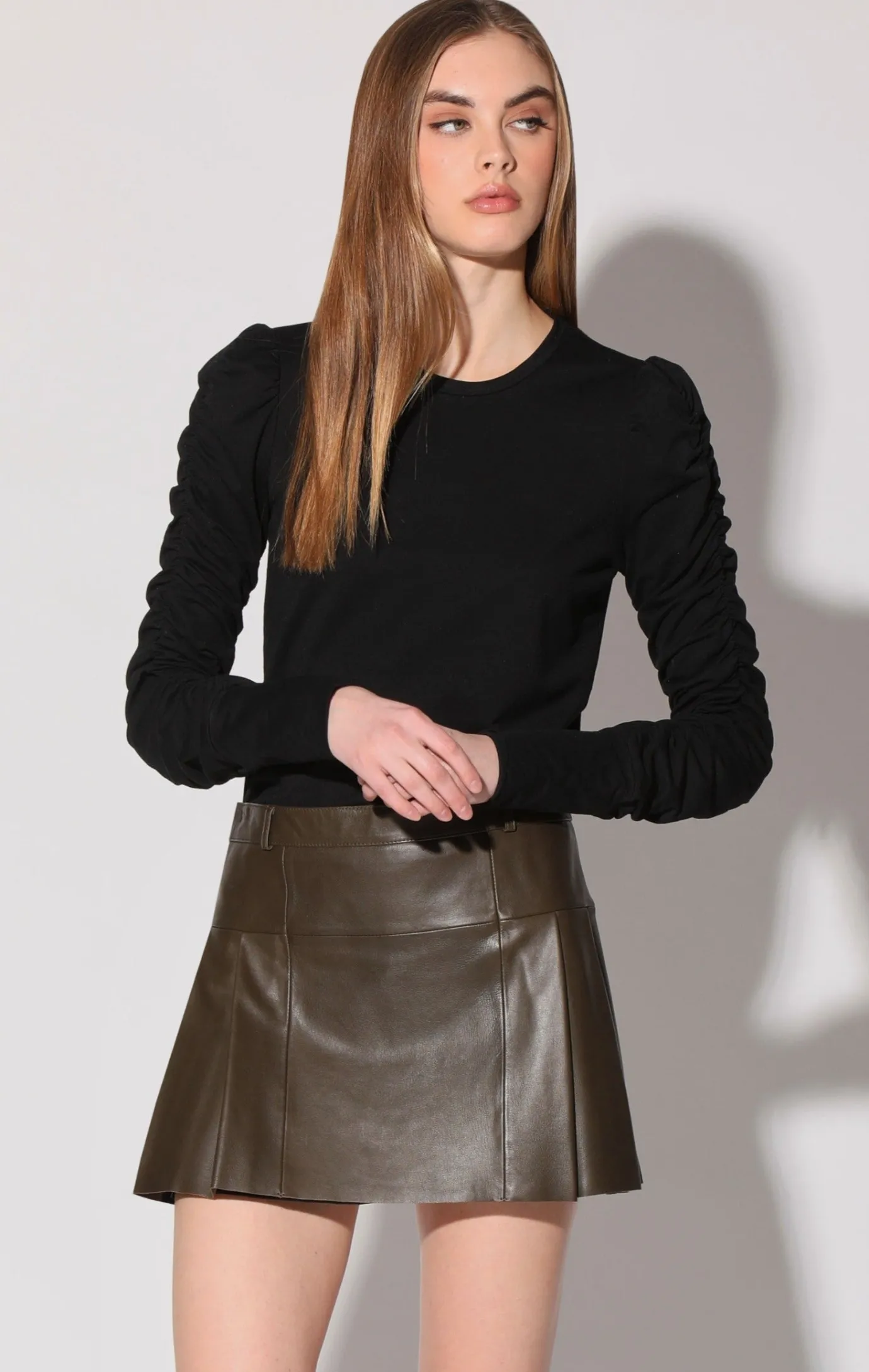 Walter Baker Izzie Skirt, Moss - Leather^Women Leather | Bottoms