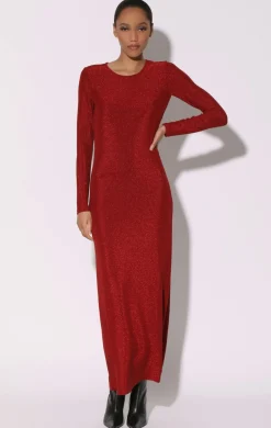 Walter Baker Juliet Dress, Shimmer Knit Red^Women Dresses