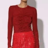 Walter Baker Justine Top, Shimmer Knit Red^Women Tops