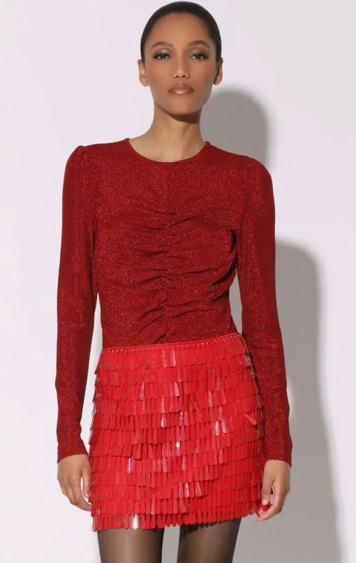Walter Baker Justine Top, Shimmer Knit Red^Women Tops
