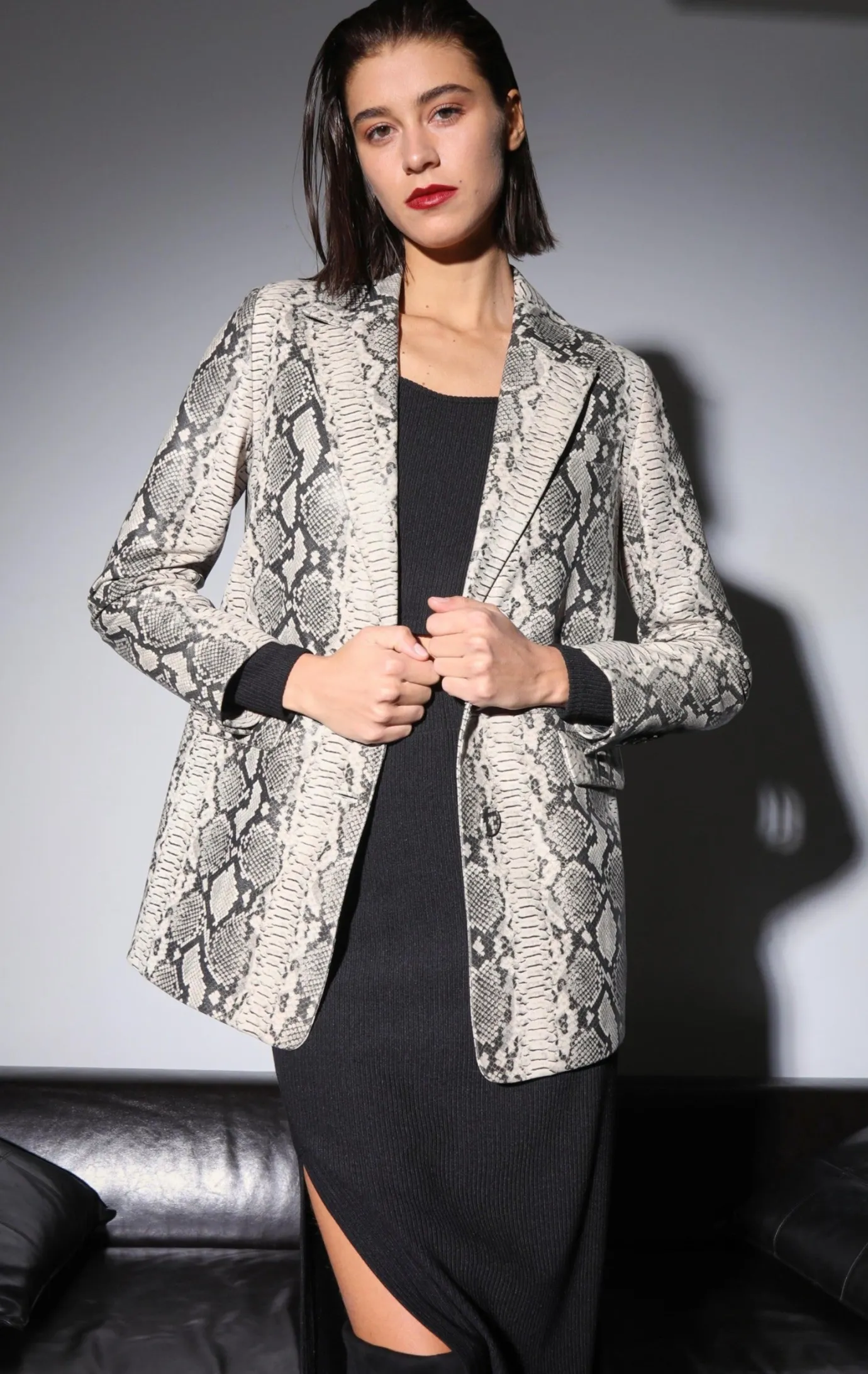 Walter Baker Kiki Blazer, Grey Snake - Leather^Women Leather | Jackets