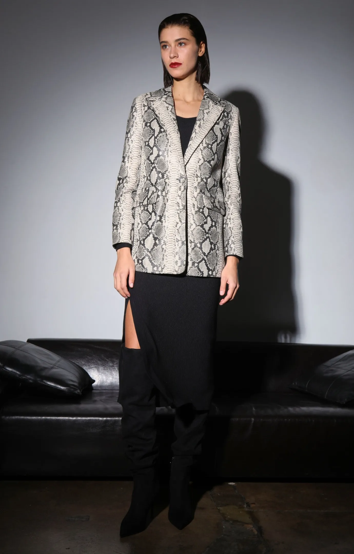 Walter Baker Kiki Blazer, Grey Snake - Leather^Women Leather | Jackets