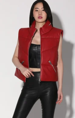 Walter Baker Landon Vest, Red - Puffer Leather^Women Leather | Jackets