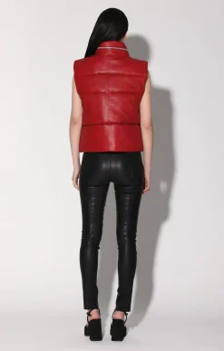 Walter Baker Landon Vest, Red - Puffer Leather^Women Leather | Jackets