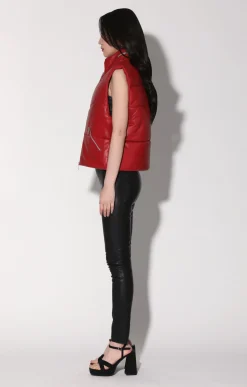 Walter Baker Landon Vest, Red - Puffer Leather^Women Leather | Jackets