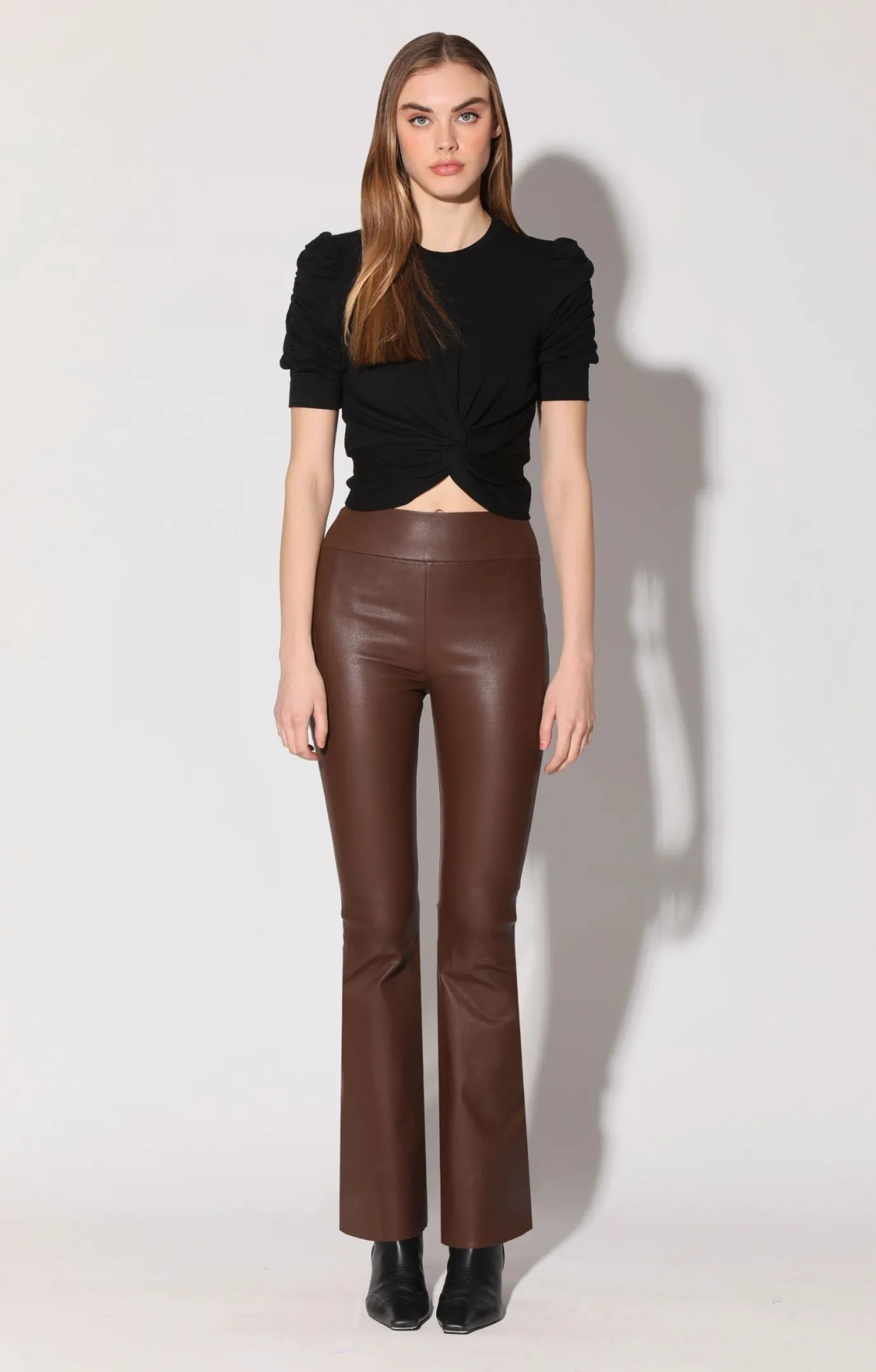 Walter Baker Lexie Pant, Walnut - Stretch Leather^Women Leather | Bottoms