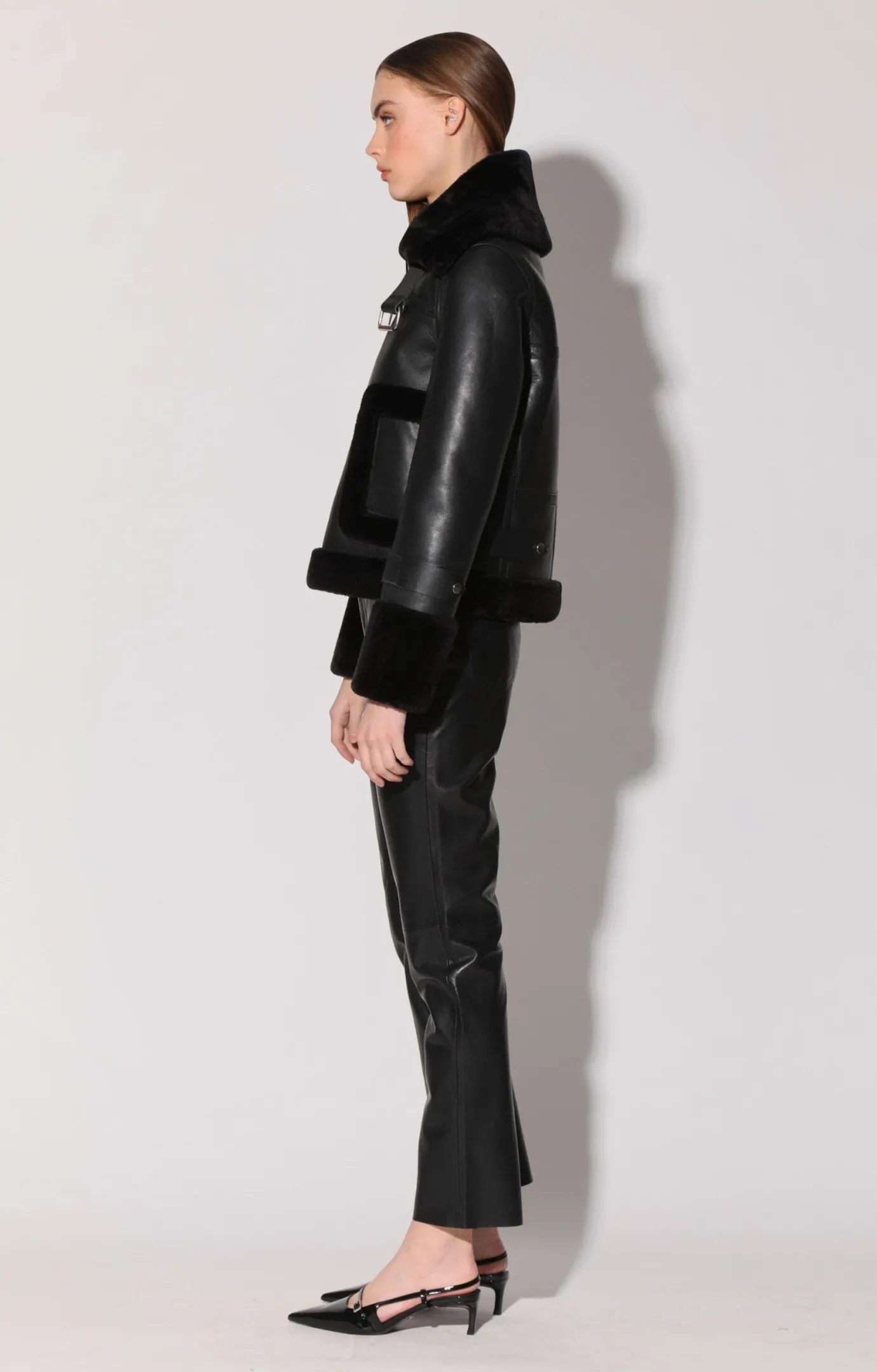 Walter Baker Lianna Jacket, Black Leather/ Black Fur^Women Leather | Jackets