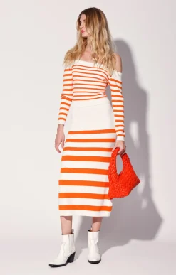 Walter Baker Lidia Skirt, Orange Cruise Stripe^Women Bottoms