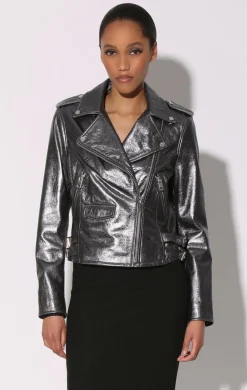 Walter Baker Liz Jacket, Gunmetal - Leather^Women Leather | Jackets
