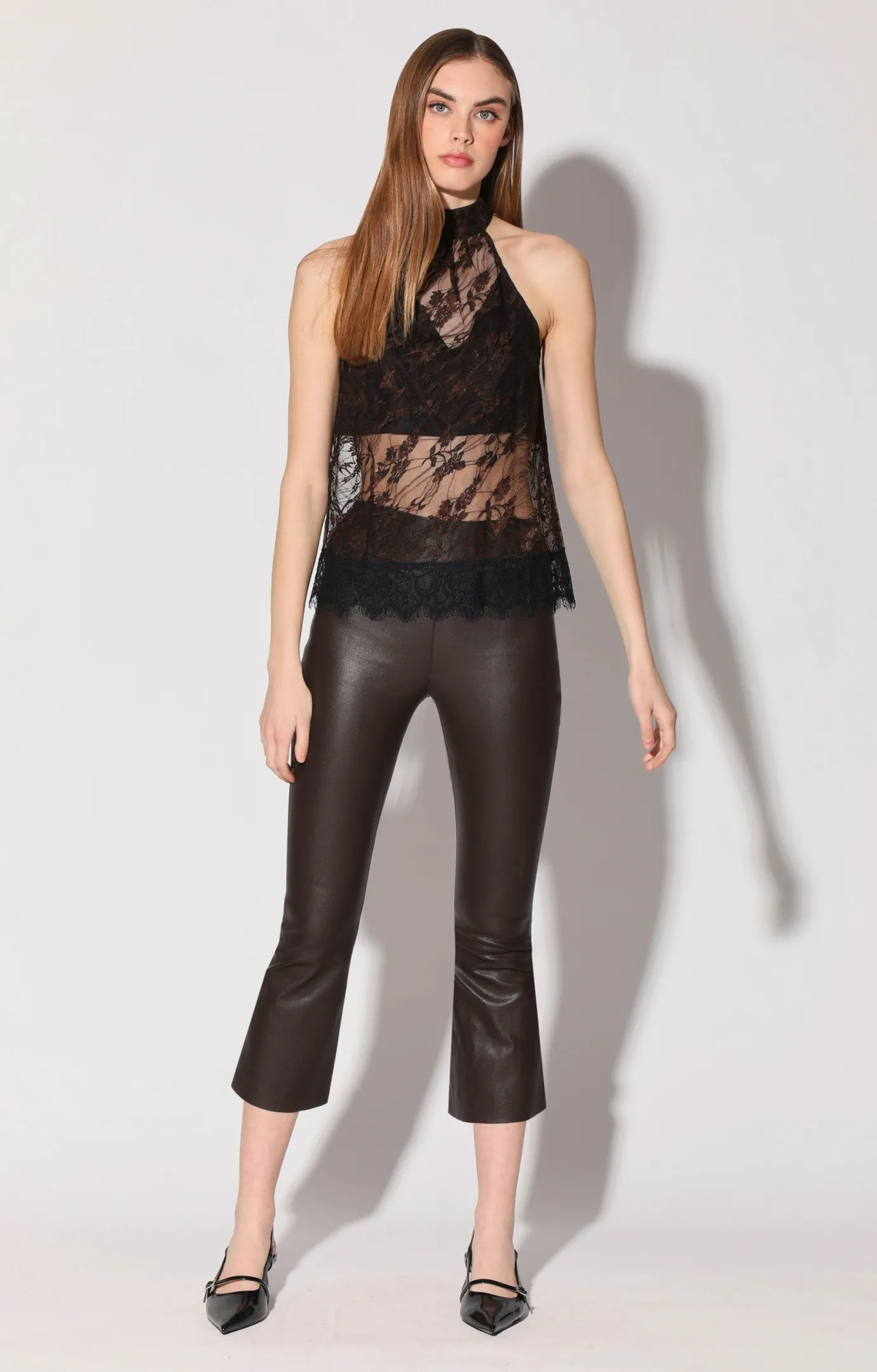 Walter Baker Luisa Pant, Mocha - Stretch Leather^Women Leather | Bottoms