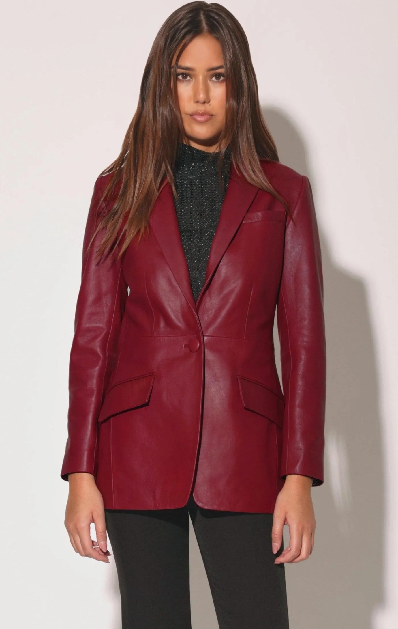 Walter Baker Mia Blazer, Garnet - Leather^Women Leather | Jackets