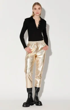 Walter Baker Minh Jogger, Gold - Leather^Women Leather | Bottoms