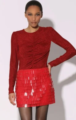 Walter Baker Nadene Skirt, Dashing Red Sequin^Women Bottoms