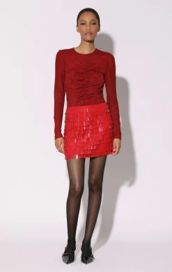 Walter Baker Nadene Skirt, Dashing Red Sequin^Women Bottoms