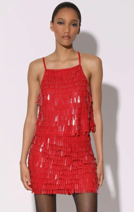 Walter Baker Nora Top, Dashing Red Sequin^Women Tops
