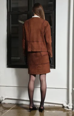 Walter Baker Palmer Jacket, Cognac Suede - Leather^Women Leather | Jackets