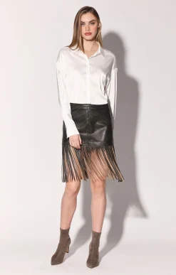 Walter Baker Sabrina Skirt, Black Beige - Leather^Women Leather | Bottoms